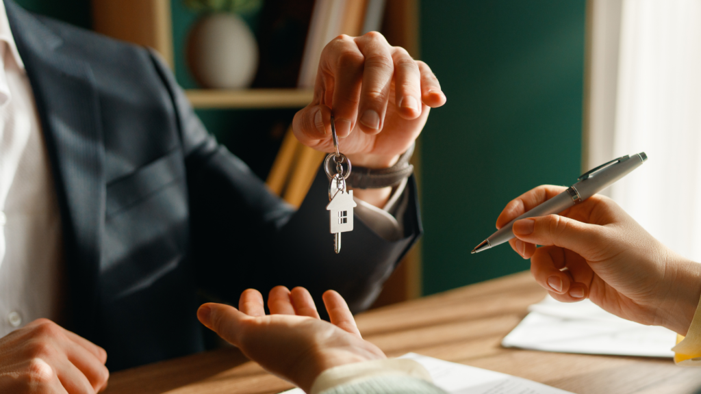 Real estate professionals assisting clients with transparent property services